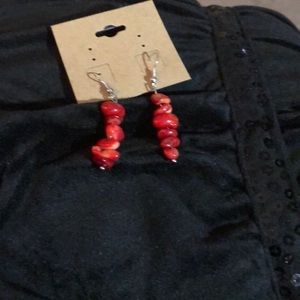 Radiant red coral handmade earrings